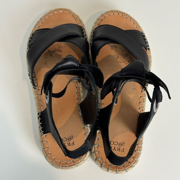 FRYE and Co Lula Bow Black Leather Platform Espadrille Strappy Sandals 8 - Picture 4 of 8